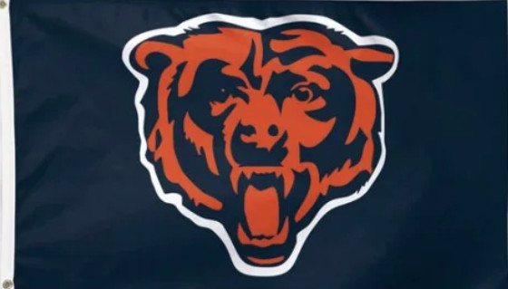 Chicago Bears on Black Bear Face 3x5 Ft Flag