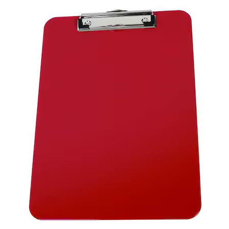 8-1/2" X 11" Plastic Clipboard, Red, 2Ljx5