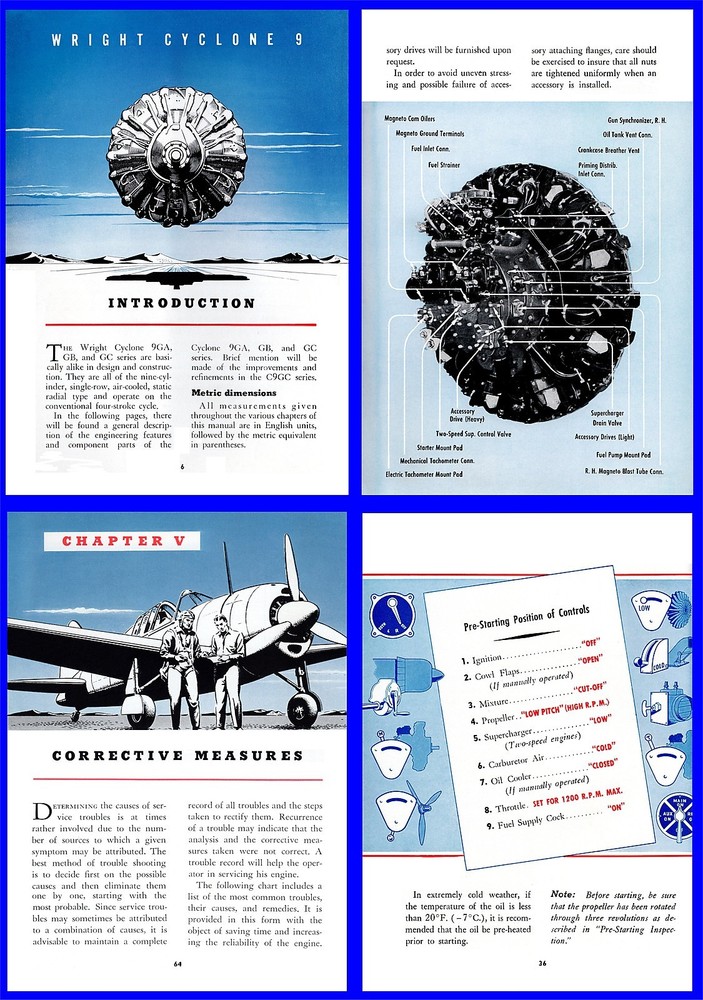 R1820 Wright Cyclone 9 Engine Manual - on DVD or USB - B17, Trojan, Dauntless