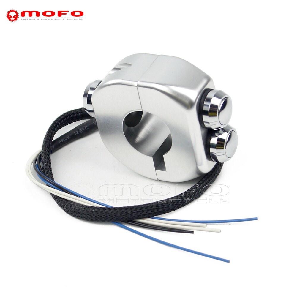 For Harley Honda 1'' Handlebar 3-Switch Self-Locking + Self-Resetting Horn/Light