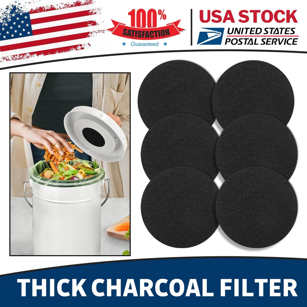 Charcoal Filter Replacements Kitchen Compost Bin Round 6.7inch 1cm Thick 6 Pcs