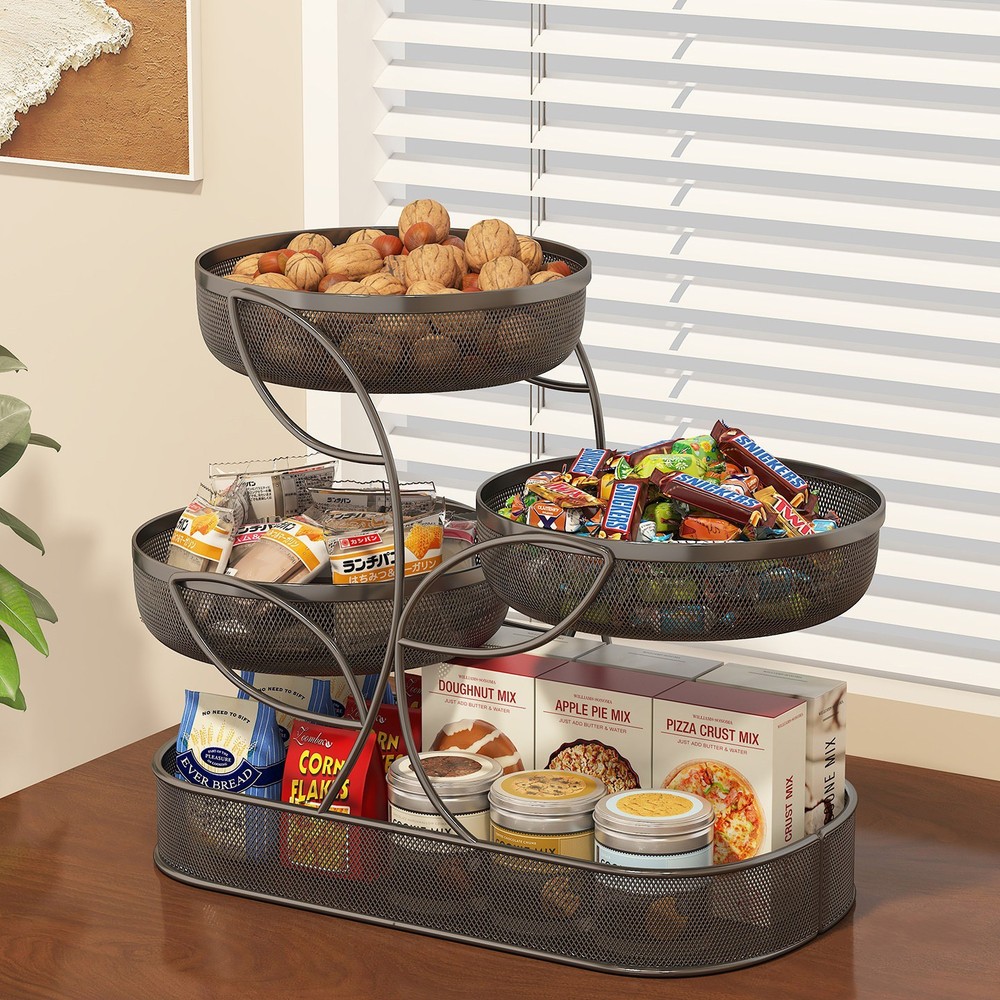 4 Tier Metal Fruit Basket Holder Dining Table Fruit Tray Kitchen Storage Rack US