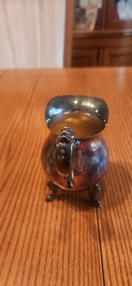 Vintage Silver Over Copper Creamer & Sugar Bowl Set