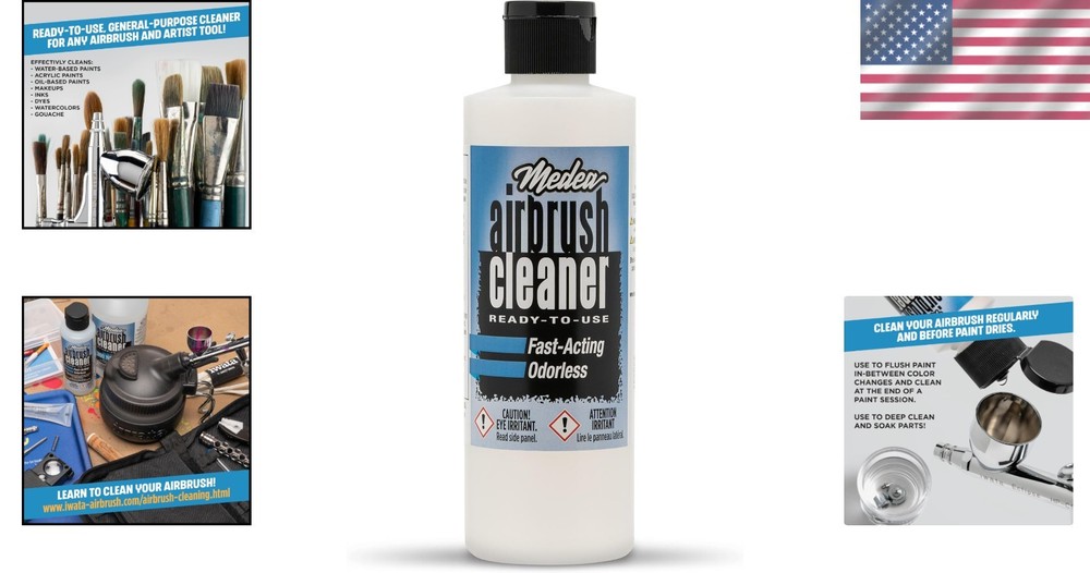 Medea Airbrush Cleaner 8oz – Biodegradable Solution for Pristine Paint Tools