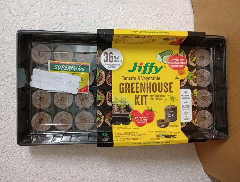 Jeff Large Seed Starting Greenhouse 36 Biodegradable Peat Pellets w/ SUPERthrive