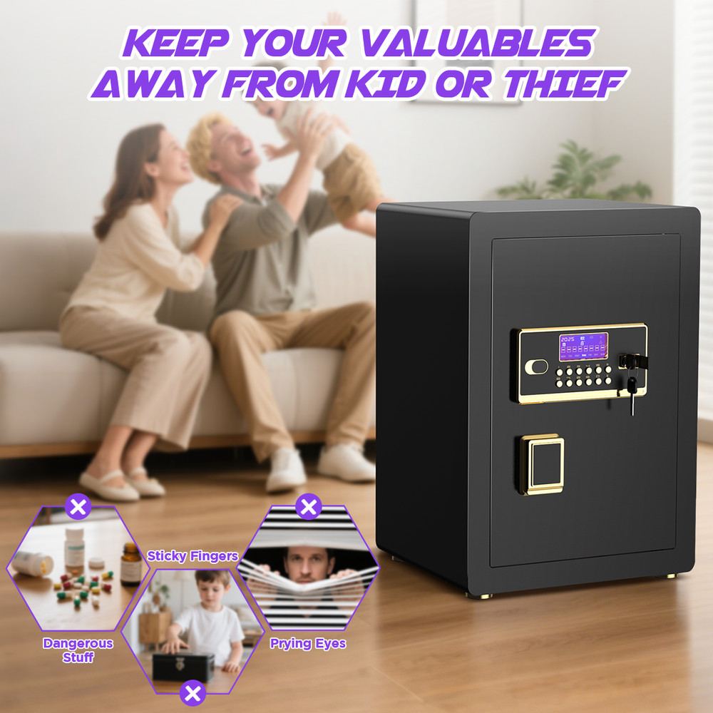 BESAFETY 5.3 Large Safe Box for Home Security with Alarm System