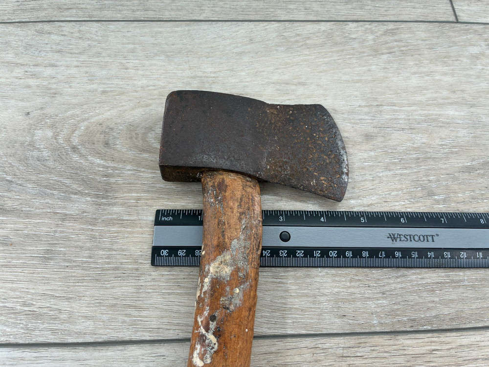 Vintage Axe Scout Hatchet Camping Outdoors Rustic Pitted Head Primitive Tool