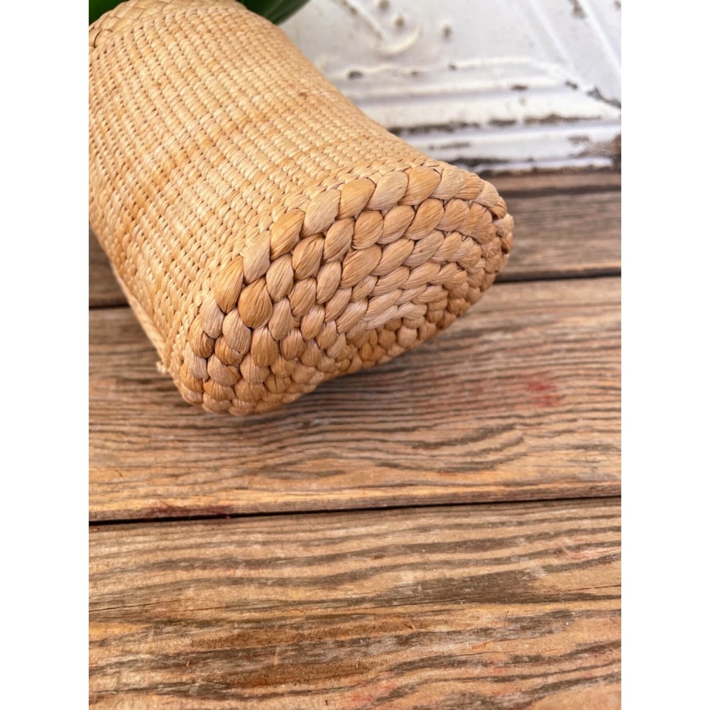 Vintage 1970s Woven Grass Shoe Planter Boho