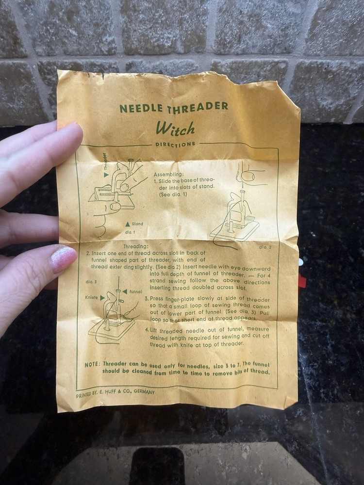 Vintage Mid-Century Plastic Witch Needle Threader Western Germany Threading Tool