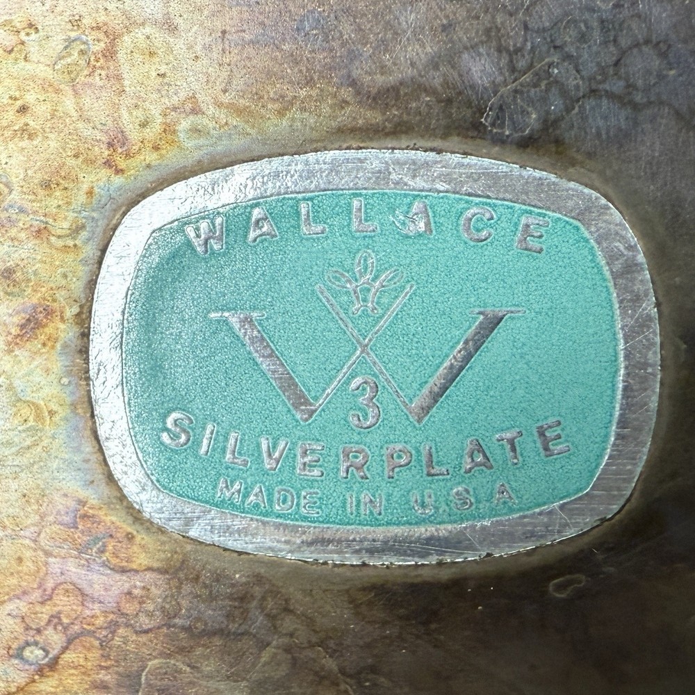 Wallace Silver Plate Trivet 8” Footed Hot Plate Pierced Scroll Monogram S