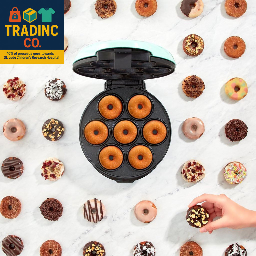 Donut Maker, Electric Non-Stick Surface Makes 7 Small Doughnuts Mini Donut Maker