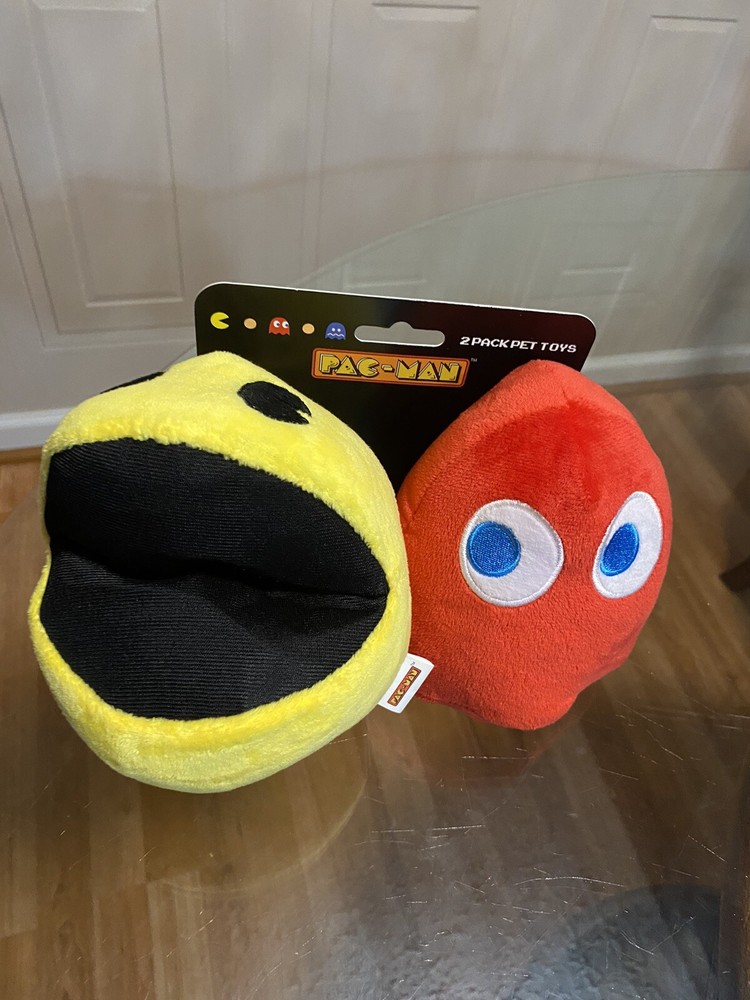 Fetch 2pc 6" PAC-MAN & Blinky Plush Dog Toys | Squeaky Squeaker