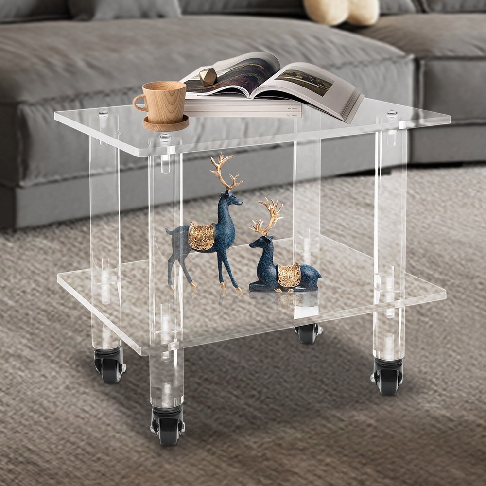 Under Desk 2-Tier Printer Stand Mobile Cart Printer Rack W/WheelFixe Office