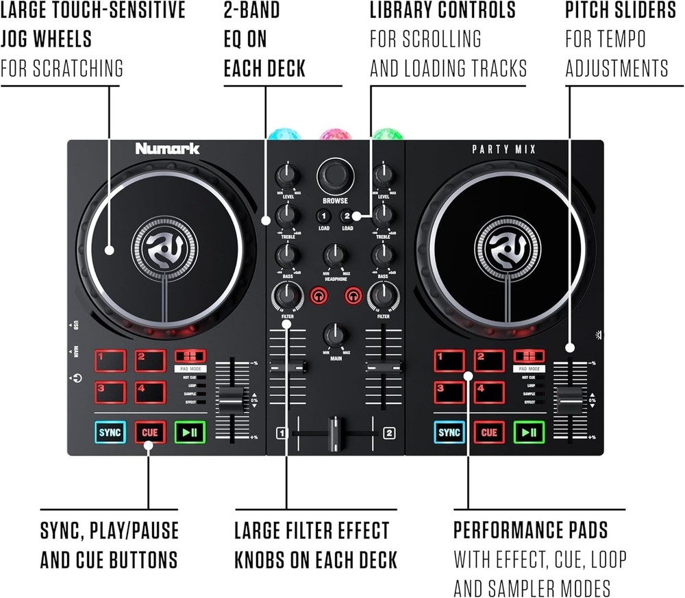 Professional 2 Deck DJ Controller for Seamless Mixing & Party Excitement