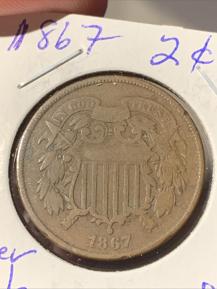 1867 Two Cent Piece ~ Very Fine VF Details ~