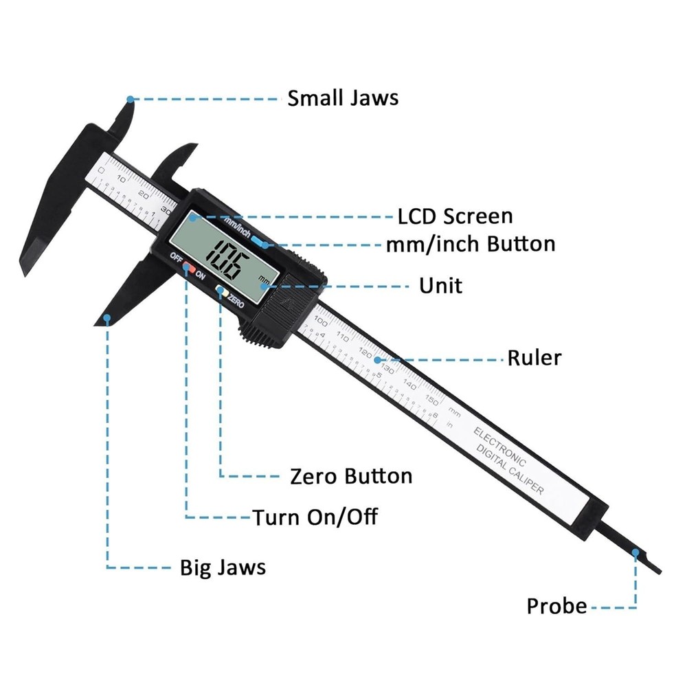 Durable Digital Caliper 0-150mm with Easy-to-Read LCD and Quick Unit Switch