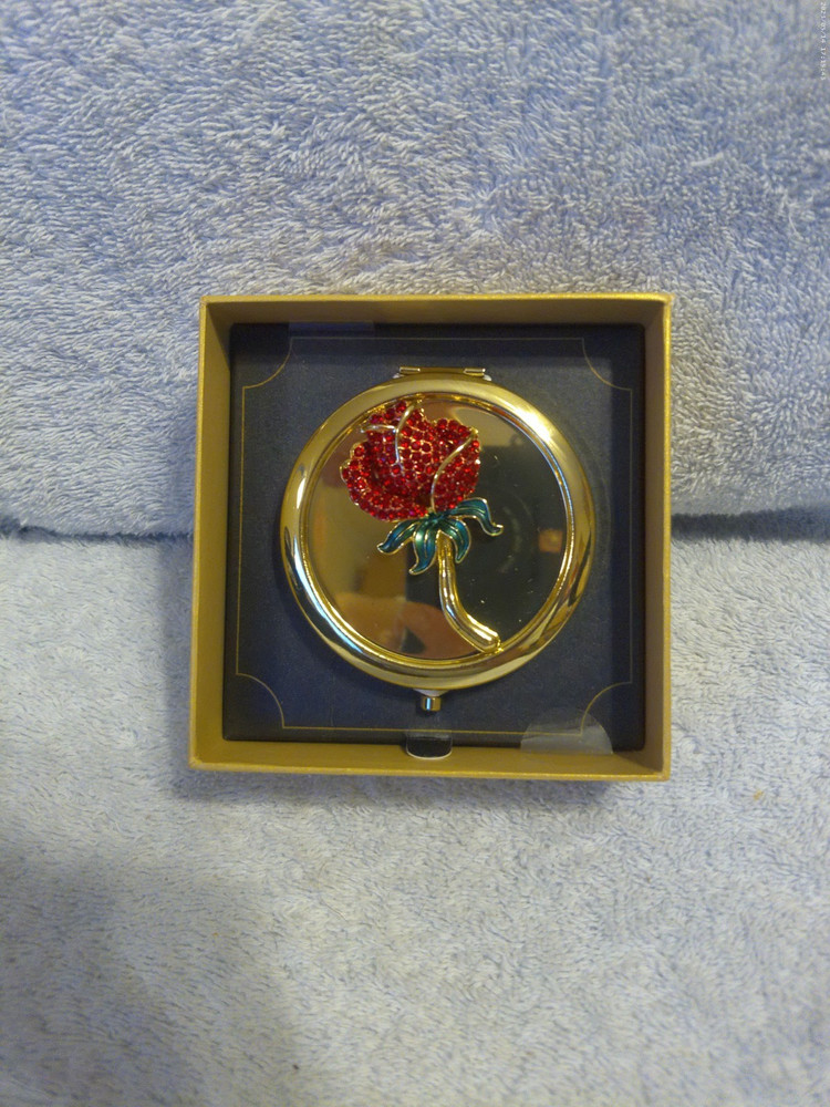 Monet Rose Compact Double Mirror New In Box