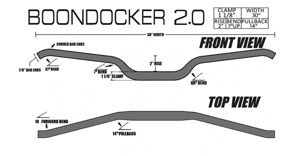 CFR Snowmobile Handlebars, Boondocker 2.0 Edition, Flat Black Bars, CFR-CD1.5