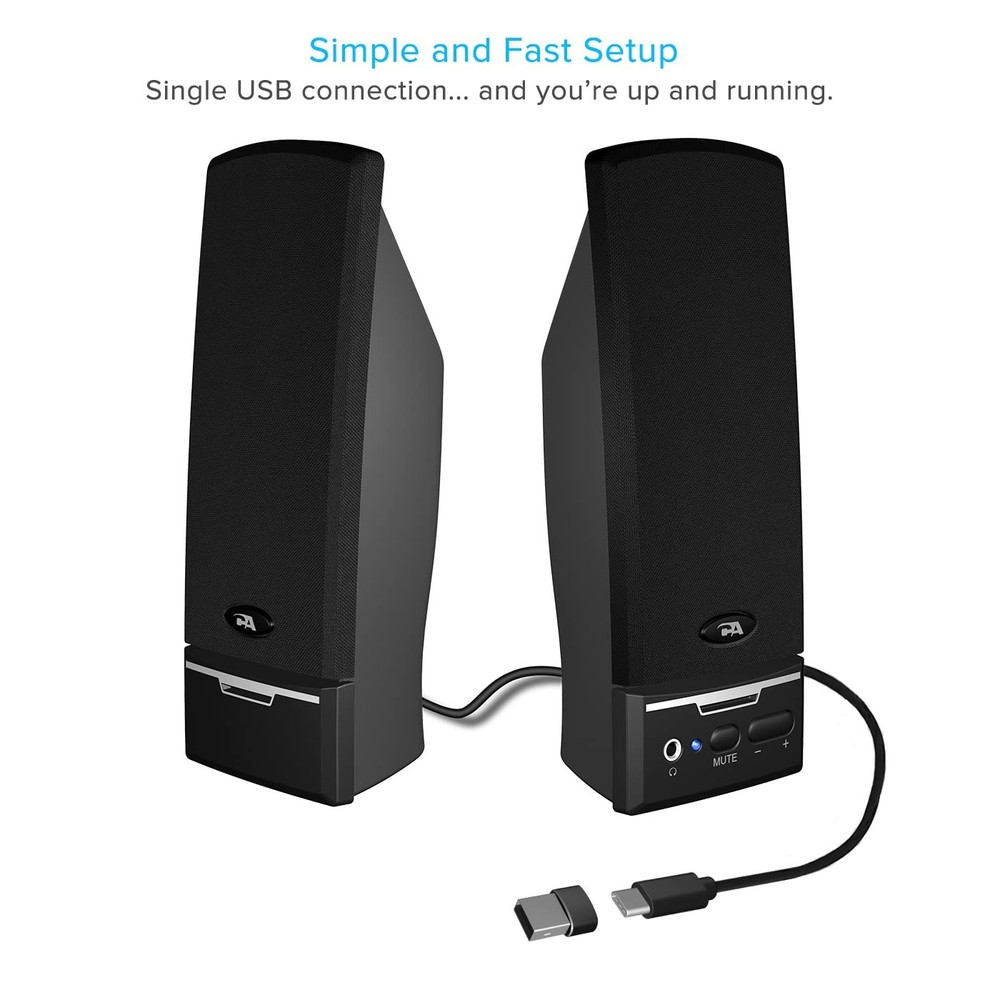 USB 2.0 Speaker (CA-2014USB)  - 2.0 Desktop Computer Speakers, Type-C or Type...