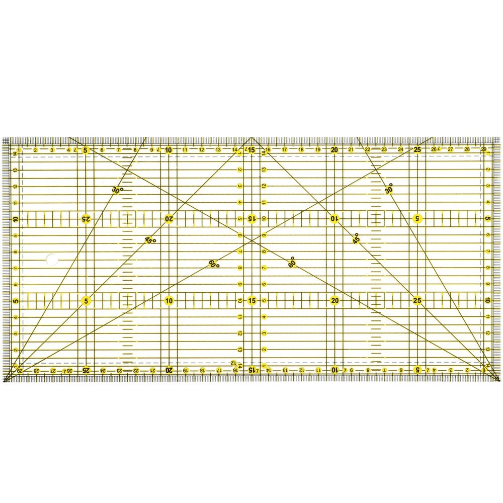 Cutting Ruler with Double Colored Grid Lines for Quilting Projects 15 x 30cm
