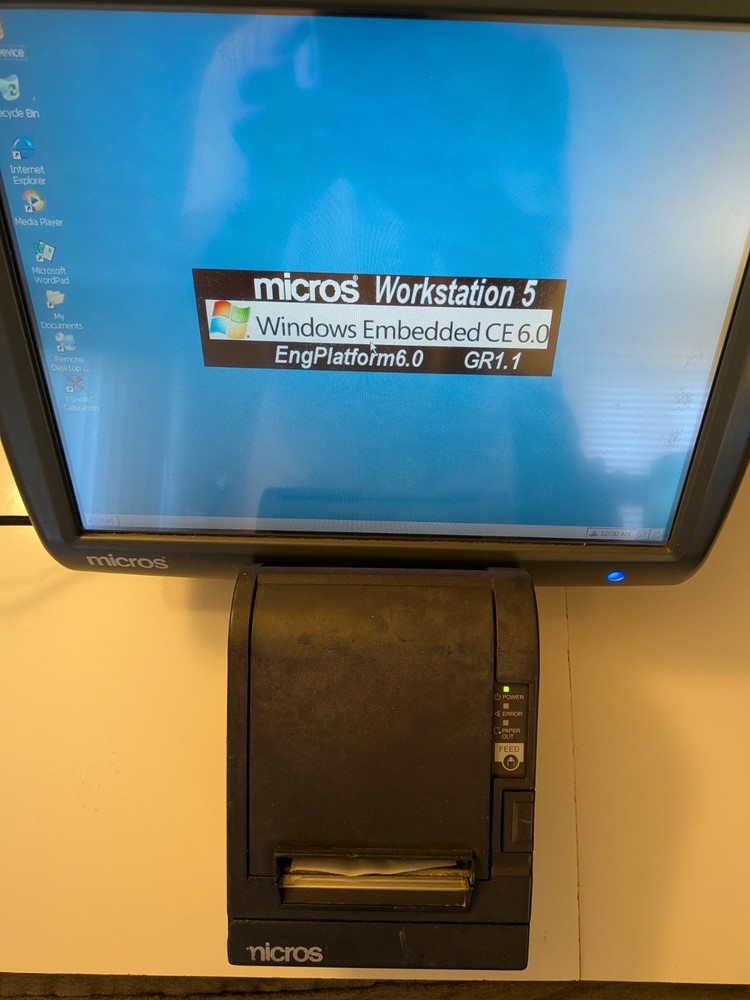 MICROS 5A POS Touchscreen Terminal, MICROS Stand, and Compatible Printer