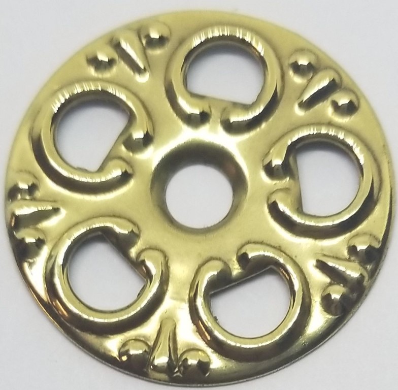 Stamped Brass BACKPLATE Victorian bail pull pierced rosette fancy decorative old