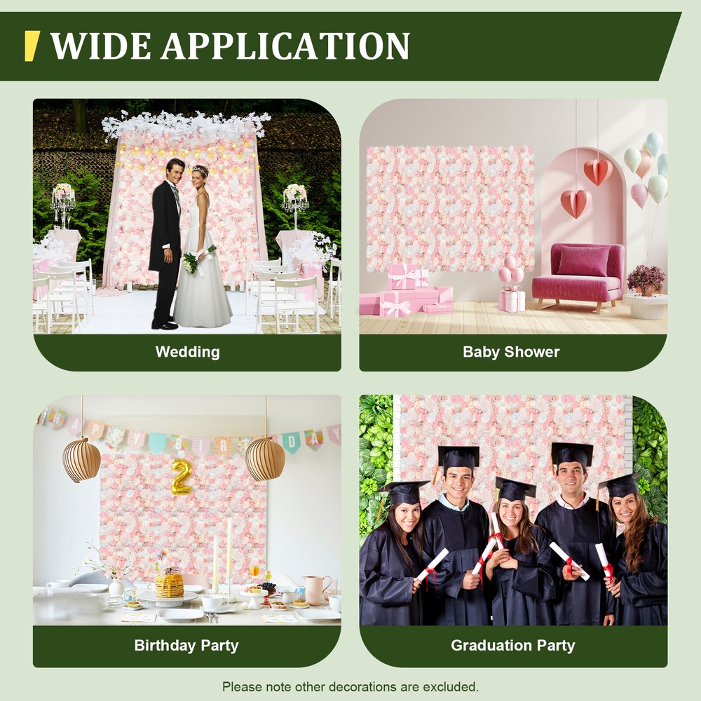 Flower Wall Panel Artificial Flower Wall Backdrop Flower Decoration 12 Pcs