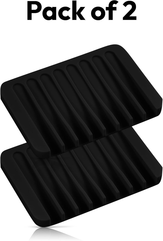 Self Draining Soap Dish for Shower, Silicone S(3.1×4.5), Black