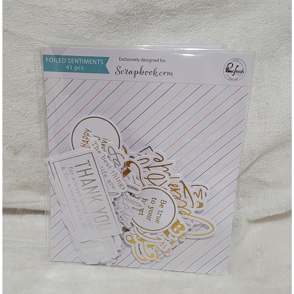 Pink Fresh Studio Ephemera Foiled Sentiments Bundle