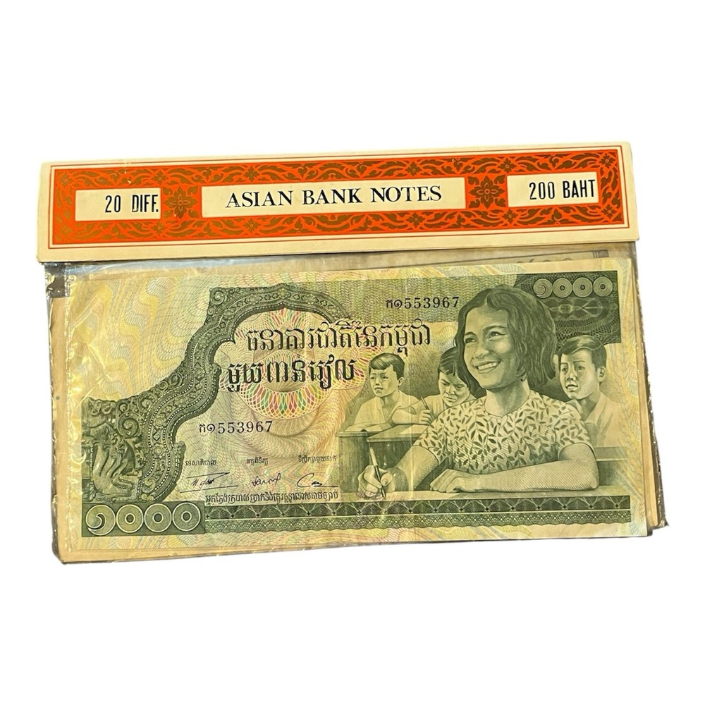 20 Different Asian Countries Bank Notes Banknotes In Sealed Package