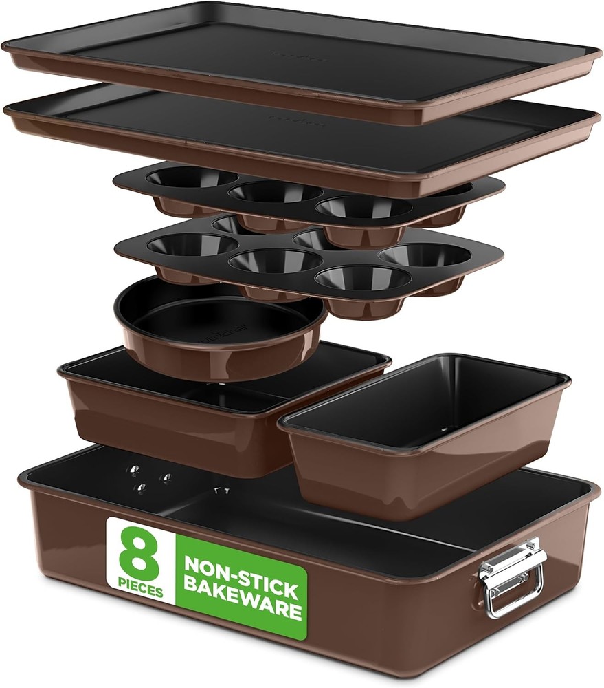 8-Piece Nonstick Stackable Bakeware Set PFOA PFOS PTFE Free Baking Pans Set