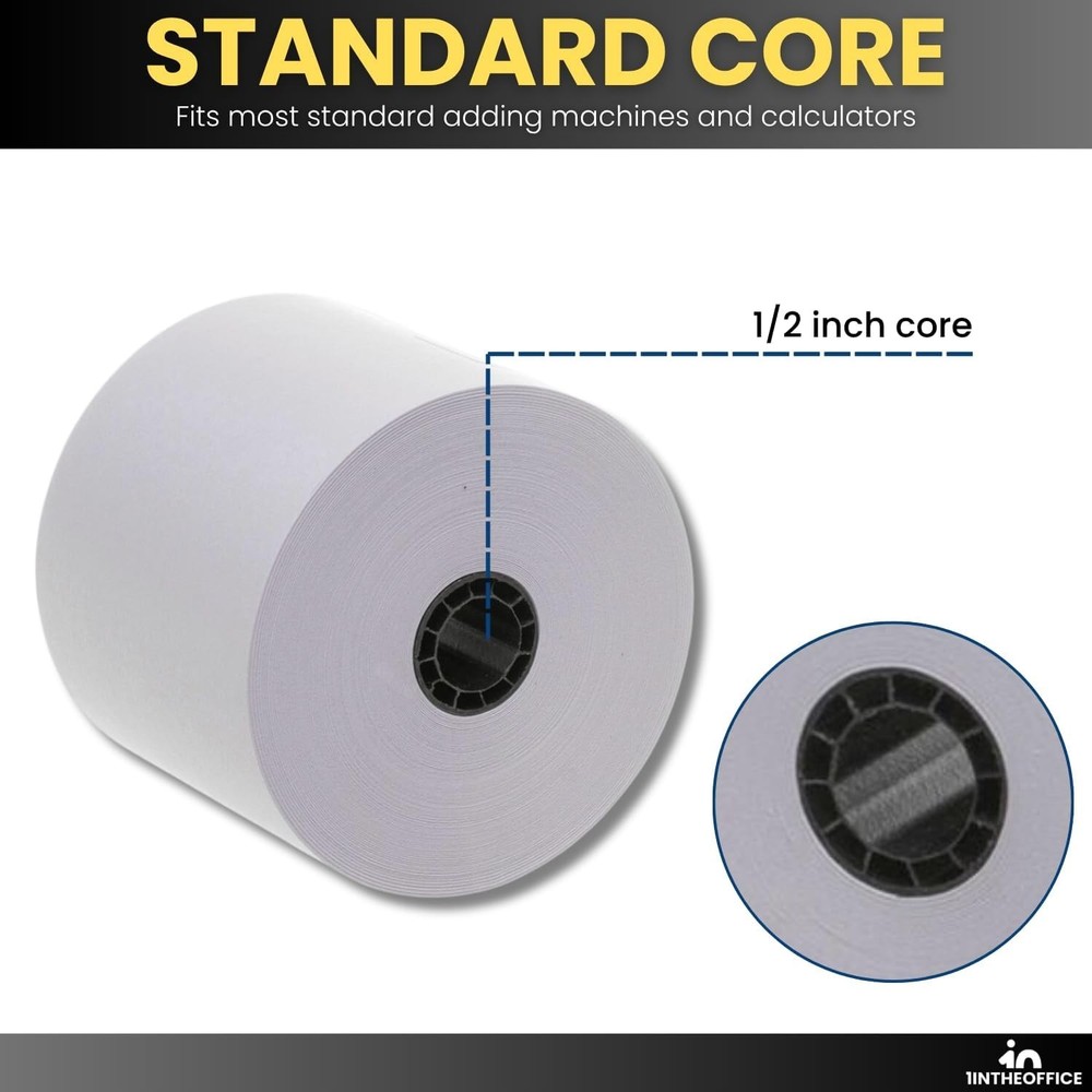 Adding Machine Rolls 2 1/4" x 130' - 12 Uncoated Rolls, Bright White