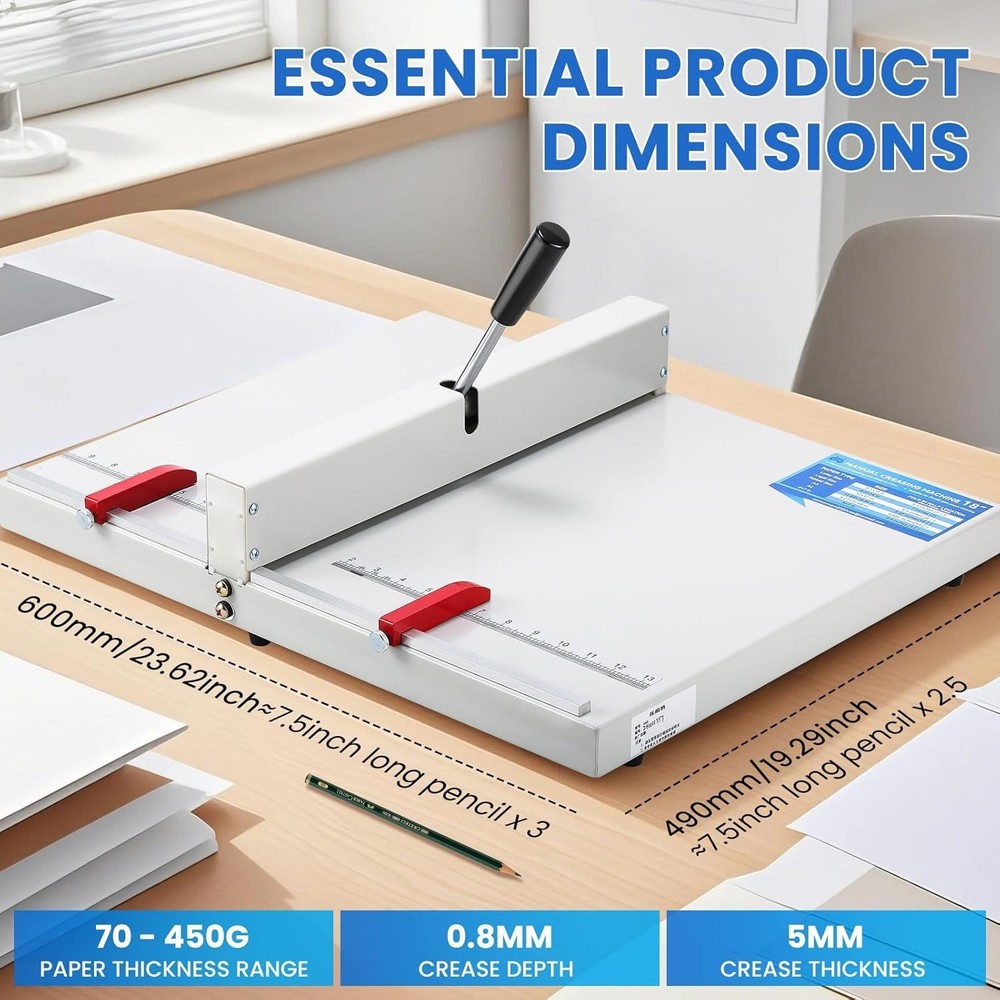 Manual Creasing Folding Machine 18’’ with Positioning Blocks Imperial Scale