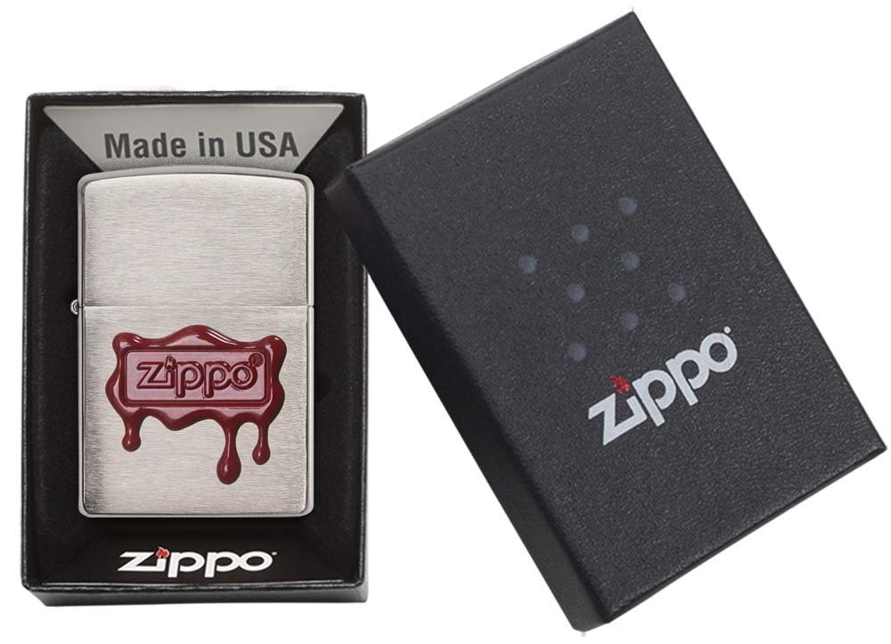 Zippo Red Wax Seal Brushed Chrome Lighter