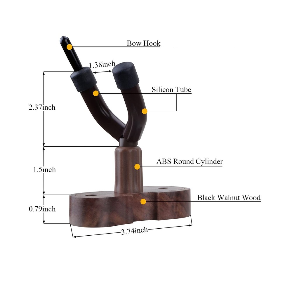 Violin Viola Wall Mount Hanger,Violin Hook,Black Walnut Black
