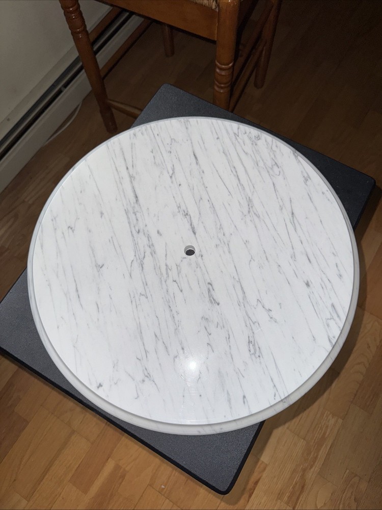 Vintage Solid Replacement 18” Marble Table Top (Italy) White & Gray Veining
