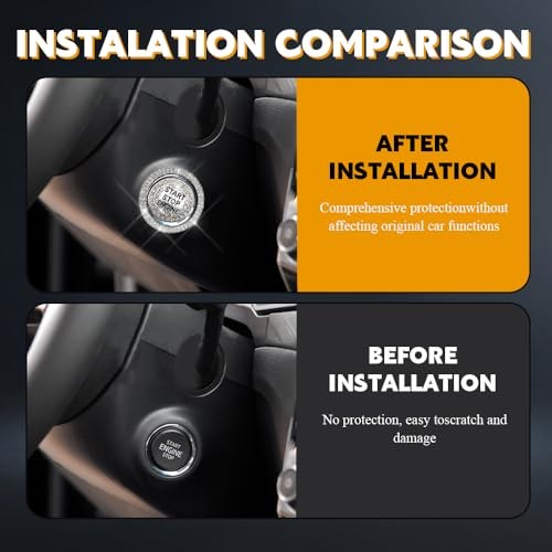 Bling Crystal Car Engine Start Ring Sticker, Push Start Button Cover, White