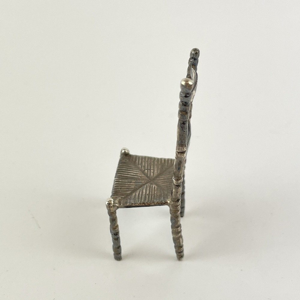 Antique Solid Silver Probably Dutch Miniature Farmhouse Chair 5cm