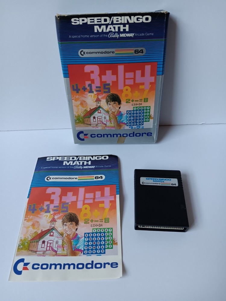 Commodore 64 Speed/Bingo Math Computer Game Cartridge Tested/Works Box Damage