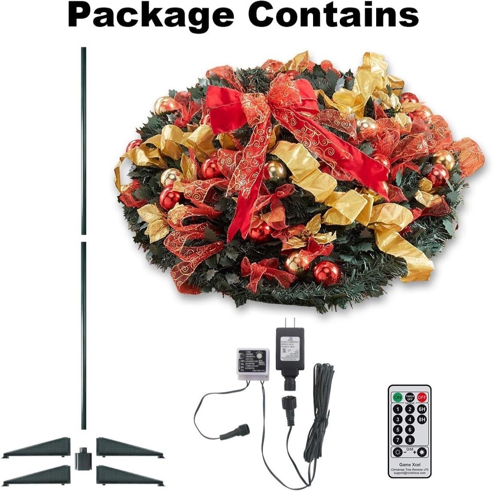 6Ft Pre-lit Christmas Tree Fully Decorated Pull-Up Christmas Tree with Remote