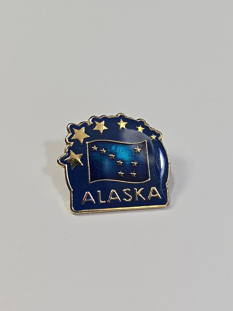 Alaska Flag Souvenir Lapel Pin Blue Background