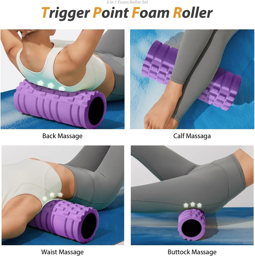 5-in-1 Foam Roller Set for Deep Tissue Muscle Massage, Triggering