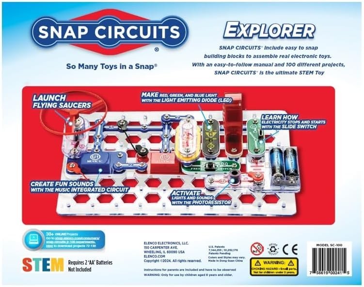 Elenco Jr. SC-100 Electronics Exploration Kit: 100+ STEM Projects for Ages 8+