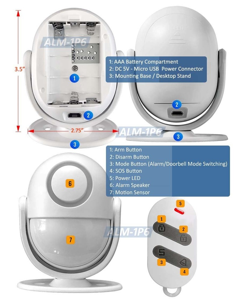 Wireless Motion Sensor Alarm W/ IR Remote 125dB Siren Perimeter Security System