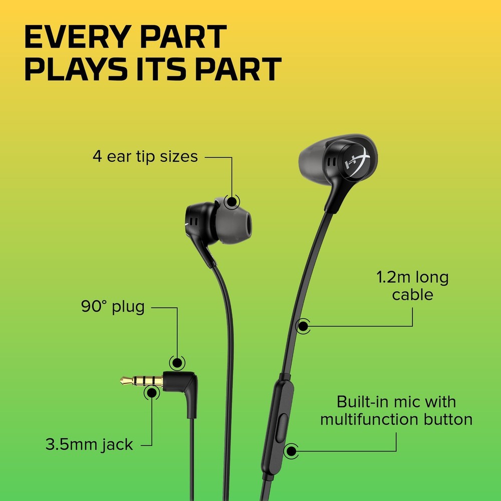 HyperX Cloud Earbuds II – 14mm Drivers, Four Eartips, Hard-Shell Carrying