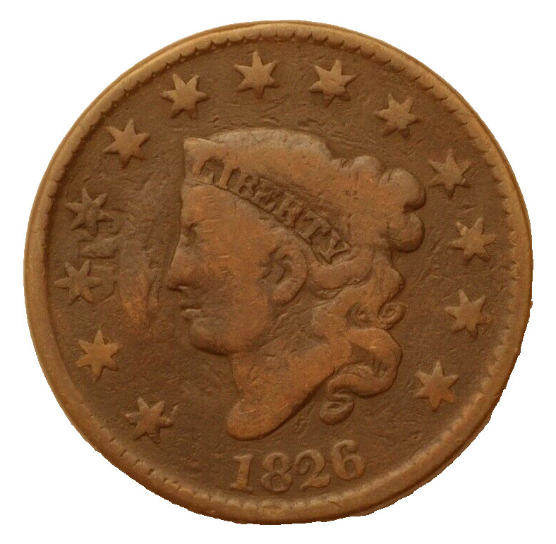 1826 Large Cent Classic Head N-7 VG INCREDIBLE ERROR Clashing!!
