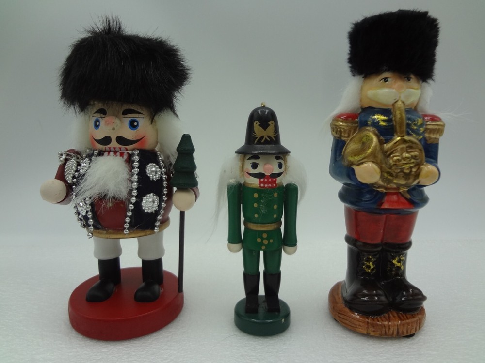 Lot of 3 Small Nutcrackers 5" to 6" Tall Tabletop