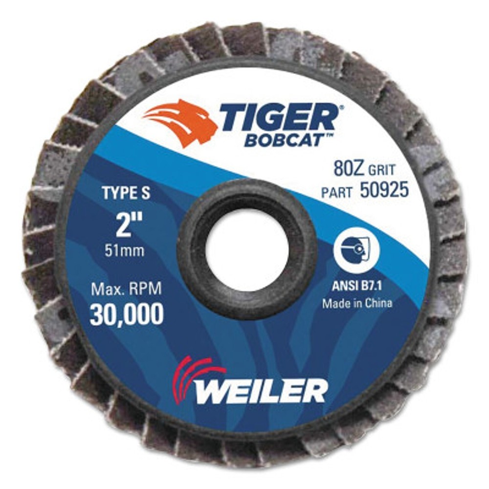 WEILER 50925 - 2" 80Z, BOBCAT ABRASIVE FLAP DISC, ANGLED, PLASTIC BACKING 10pk