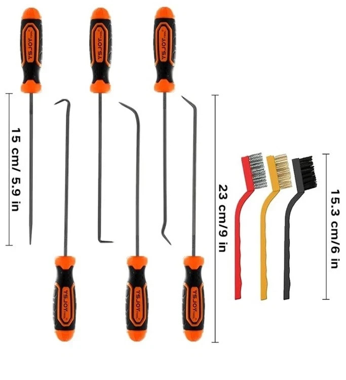 YSJoyTool 9-Pc Precision pick and hook, With three wire brushes,and Case.