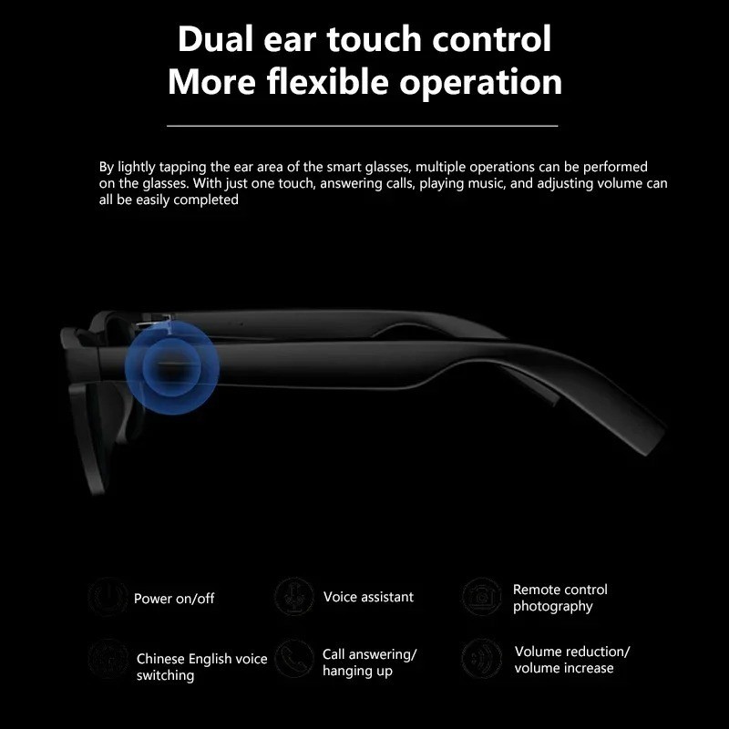 Smart Glasses Bluetooth Sunglasses Camera AI Voice Assistant Translator